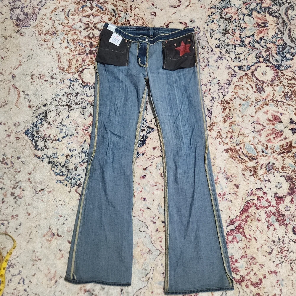 AG ED Adriano Goldschmied Angel Boot Cut Jeans Low Rise Blue Womens Size 31 x 34